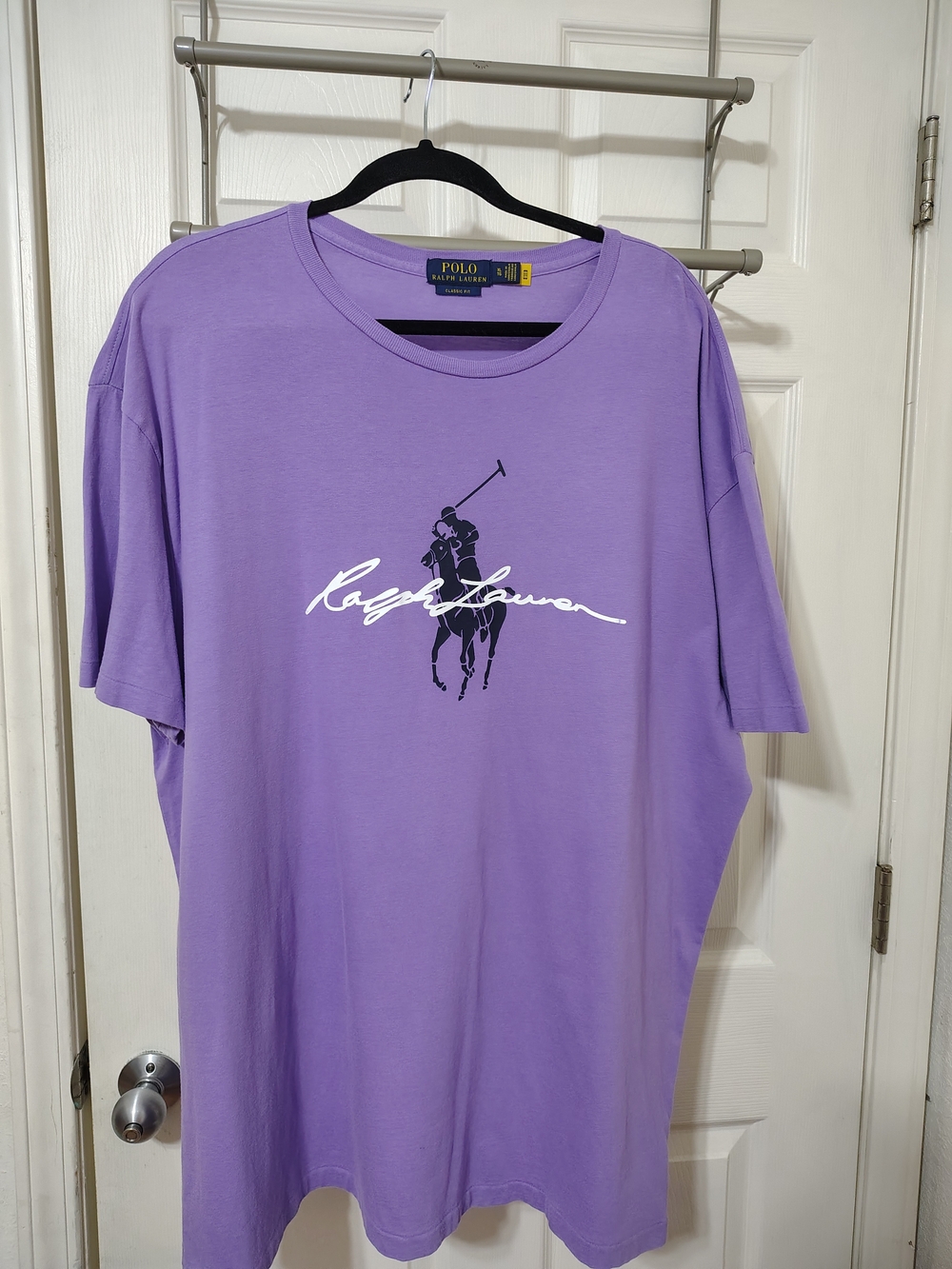 Polo Ralph Lauren Men XLT T-Shirt Purple Script Graphic Big Pony Logo Big & Tall